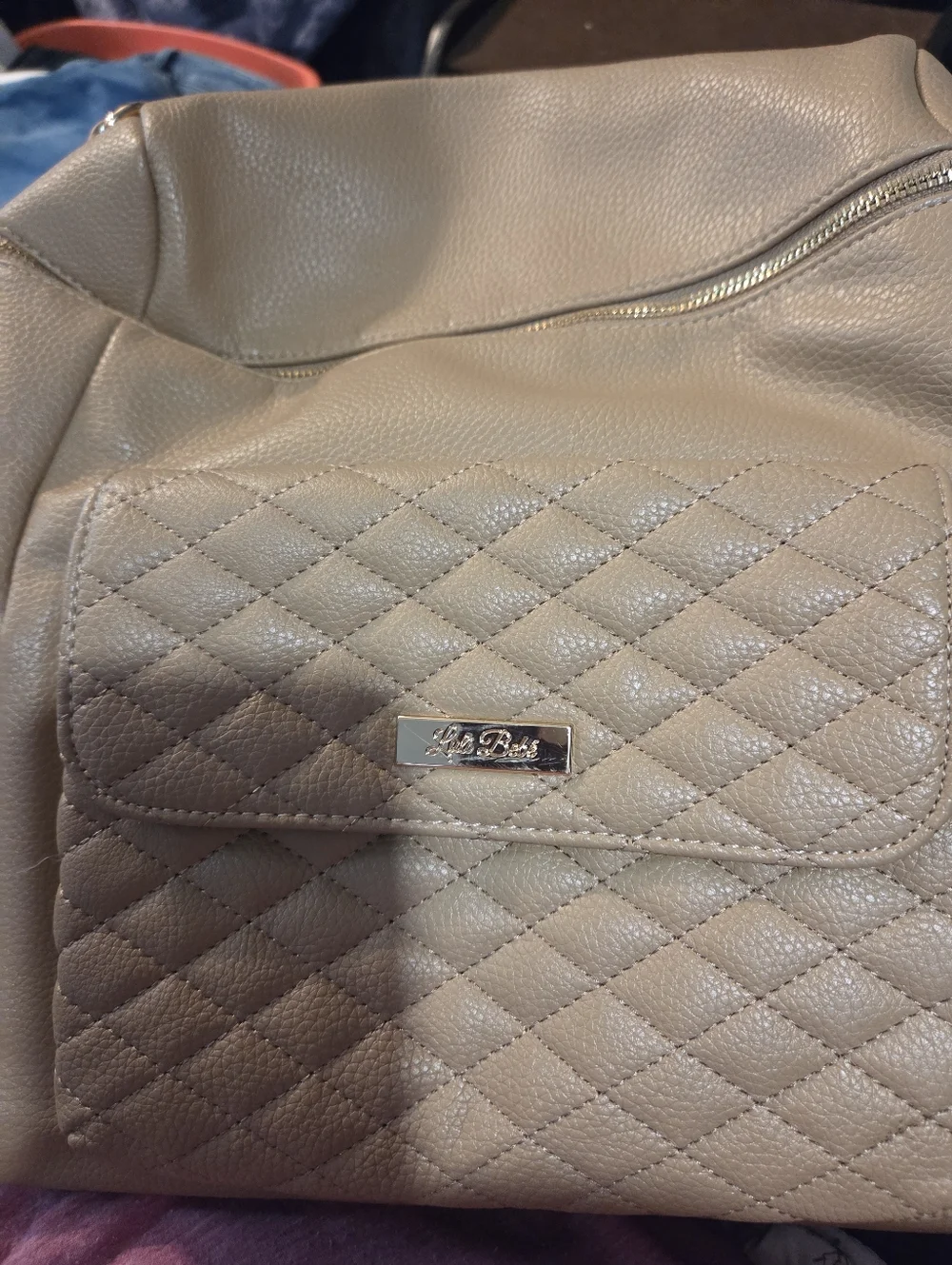 Luli Bebe Petit Monaco Quilted Diaper Bag In Latte. New Without Tags